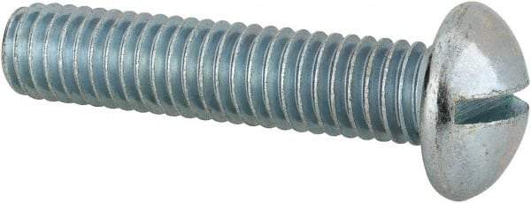 Value Collection - 3/8-16 UNC, 1-3/4" Length Under Head Slotted Drive Machine Screw - Round Head, Alloy Steel, Zinc-Plated Finish, Without Washer - Apex Tool & Supply