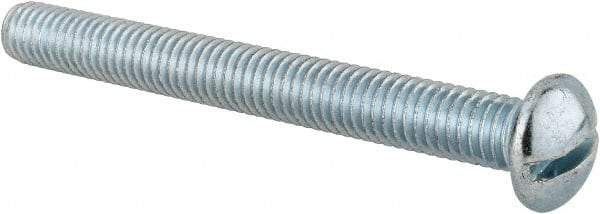 Value Collection - 3/8-16 UNC, 3-1/2" Length Under Head Slotted Drive Machine Screw - Round Head, Alloy Steel, Zinc-Plated Finish, Without Washer - Apex Tool & Supply