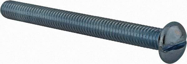 Value Collection - 3/8-16 UNC, 4" Length Under Head Slotted Drive Machine Screw - Round Head, Alloy Steel, Zinc-Plated Finish, Without Washer - Apex Tool & Supply