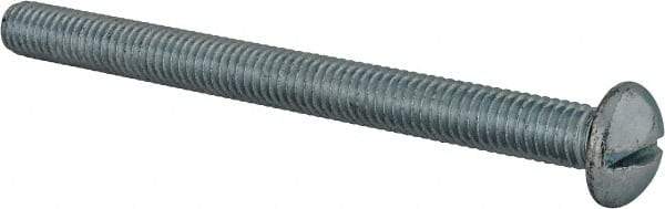 Value Collection - 3/8-16 UNC, 4-1/2" Length Under Head Slotted Drive Machine Screw - Round Head, Alloy Steel, Zinc-Plated Finish, Without Washer - Apex Tool & Supply