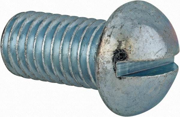 Value Collection - 1/2-13 UNC, 1" Length Under Head Slotted Drive Machine Screw - Round Head, Alloy Steel, Zinc-Plated Finish, Without Washer - Apex Tool & Supply