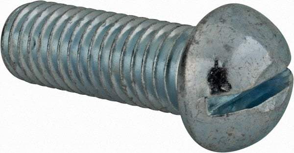 Value Collection - 1/2-13 UNC, 1-1/2" Length Under Head Slotted Drive Machine Screw - Round Head, Alloy Steel, Zinc-Plated Finish, Without Washer - Apex Tool & Supply