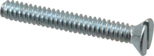 Value Collection - #6-32 UNC, 1" OAL Slotted Drive Machine Screw - Flat Head, Grade 2 Steel, Zinc-Plated Finish, Without Washer - Apex Tool & Supply