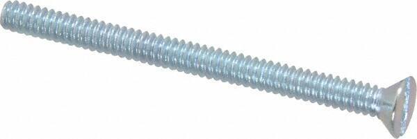 Value Collection - #6-32 UNC, 1-3/4" OAL Slotted Drive Machine Screw - Flat Head, Grade 2 Steel, Zinc-Plated Finish, Without Washer - Apex Tool & Supply