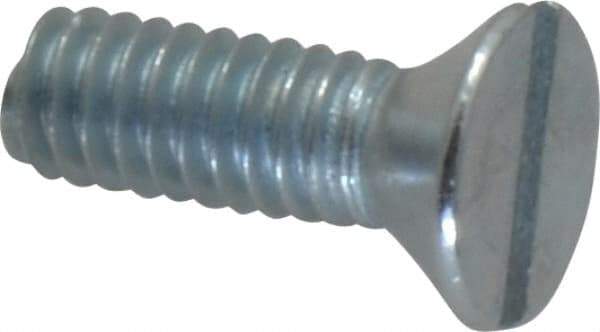 Value Collection - #8-32 UNC, 1/2" OAL Slotted Drive Machine Screw - Flat Head, Grade 2 Steel, Zinc-Plated Finish, Without Washer - Apex Tool & Supply