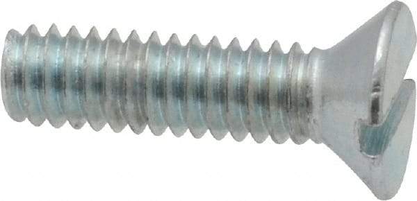 Value Collection - #8-32 UNC, 5/8" OAL Slotted Drive Machine Screw - Flat Head, Grade 2 Steel, Zinc-Plated Finish, Without Washer - Apex Tool & Supply