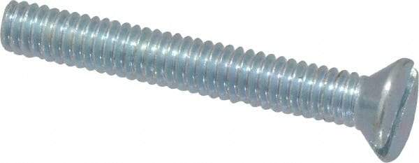 Value Collection - #8-32 UNC, 1-1/4" OAL Slotted Drive Machine Screw - Flat Head, Grade 2 Steel, Zinc-Plated Finish, Without Washer - Apex Tool & Supply