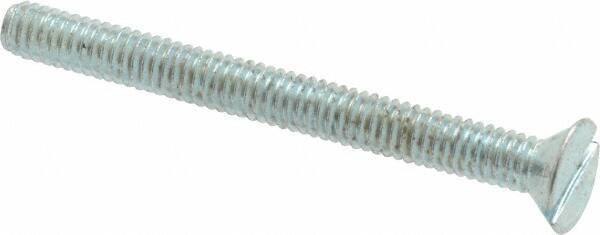 Value Collection - #8-32 UNC, 1-3/4" OAL Slotted Drive Machine Screw - Flat Head, Grade 2 Steel, Zinc-Plated Finish, Without Washer - Apex Tool & Supply