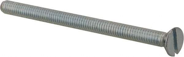 Value Collection - #8-32 UNC, 2-1/2" OAL Slotted Drive Machine Screw - Flat Head, Grade 2 Steel, Zinc-Plated Finish, Without Washer - Apex Tool & Supply
