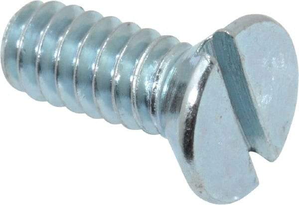 Value Collection - #10-24 UNC, 1/2" OAL Slotted Drive Machine Screw - Flat Head, Grade 2 Steel, Zinc-Plated Finish, Without Washer - Apex Tool & Supply
