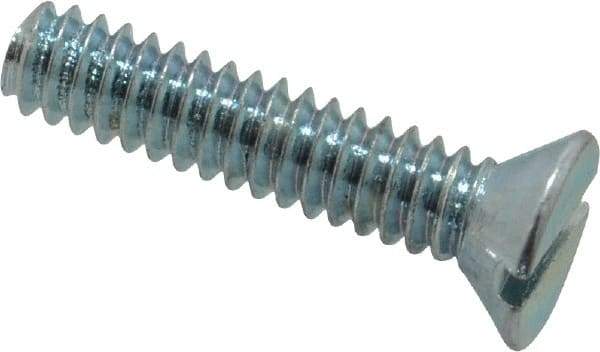 Value Collection - #10-24 UNC, 7/8" OAL Slotted Drive Machine Screw - Flat Head, Grade 2 Steel, Zinc-Plated Finish, Without Washer - Apex Tool & Supply