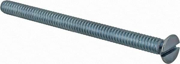 Value Collection - #10-24 UNC, 2-3/4" OAL Slotted Drive Machine Screw - Flat Head, Grade 2 Steel, Zinc-Plated Finish, Without Washer - Apex Tool & Supply