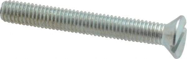 Value Collection - #10-32 UNF, 1-1/2" OAL Slotted Drive Machine Screw - Flat Head, Grade 2 Steel, Zinc-Plated Finish, Without Washer - Apex Tool & Supply