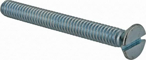 Value Collection - #12-24 UNC, 2" OAL Slotted Drive Machine Screw - Flat Head, Grade J82 Steel, Zinc-Plated Finish, Without Washer - Apex Tool & Supply