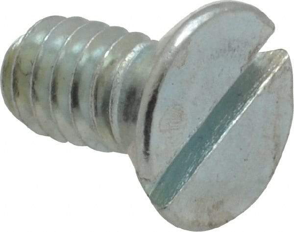 Value Collection - 1/4-20 UNC, 1/2" OAL Slotted Drive Machine Screw - Flat Head, Grade 2 Steel, Zinc-Plated Finish, Without Washer - Apex Tool & Supply