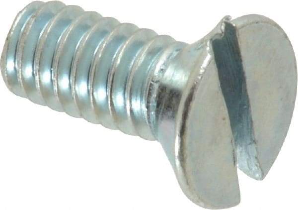 Value Collection - 1/4-20 UNC, 5/8" OAL Slotted Drive Machine Screw - Flat Head, Grade 2 Steel, Zinc-Plated Finish, Without Washer - Apex Tool & Supply
