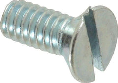 Value Collection - 1/4-20 UNC, 5/8" OAL Slotted Drive Machine Screw - Flat Head, Grade 2 Steel, Zinc-Plated Finish, Without Washer - Apex Tool & Supply