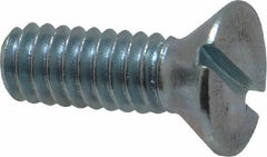 Value Collection - 1/4-20 UNC, 3/4" OAL Slotted Drive Machine Screw - Flat Head, Grade 2 Steel, Zinc-Plated Finish, Without Washer - Apex Tool & Supply