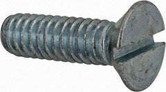 Value Collection - 1/4-20 UNC, 7/8" OAL Slotted Drive Machine Screw - Flat Head, Grade 2 Steel, Zinc-Plated Finish, Without Washer - Apex Tool & Supply