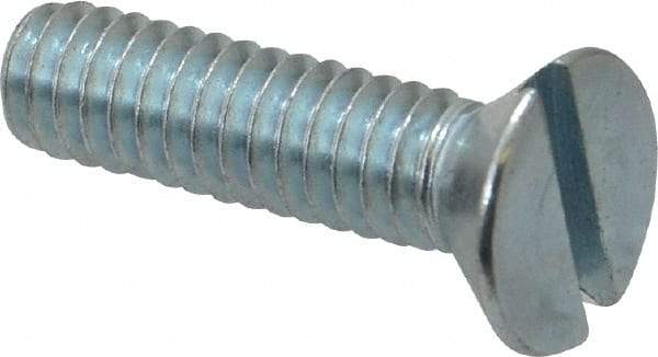 Value Collection - 1/4-20 UNC, 1" OAL Slotted Drive Machine Screw - Flat Head, Grade 2 Steel, Zinc-Plated Finish, Without Washer - Apex Tool & Supply