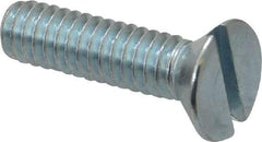 Value Collection - 1/4-20 UNC, 1" OAL Slotted Drive Machine Screw - Flat Head, Grade 2 Steel, Zinc-Plated Finish, Without Washer - Apex Tool & Supply