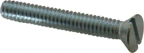 Value Collection - 1/4-20 UNC, 1-3/4" OAL Slotted Drive Machine Screw - Flat Head, Grade 2 Steel, Zinc-Plated Finish, Without Washer - Apex Tool & Supply