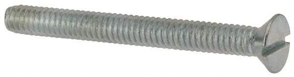 Value Collection - 1/4-20 UNC, 2-1/2" OAL Slotted Drive Machine Screw - Flat Head, Grade 2 Steel, Zinc-Plated Finish, Without Washer - Apex Tool & Supply