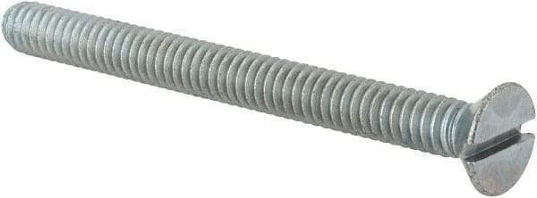Value Collection - 1/4-20 UNC, 2-3/4" OAL Slotted Drive Machine Screw - Flat Head, Grade 2 Steel, Zinc-Plated Finish, Without Washer - Apex Tool & Supply