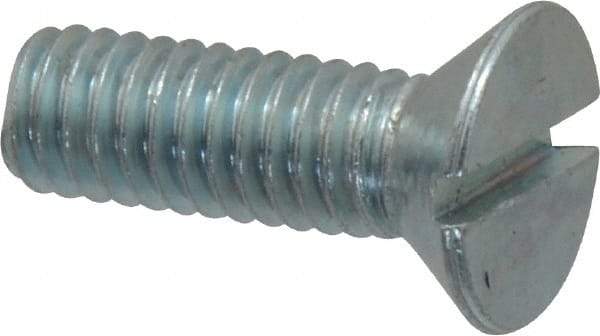 Value Collection - 5/16-18 UNC, 1" OAL Slotted Drive Machine Screw - Flat Head, Grade 2 Steel, Zinc-Plated Finish, Without Washer - Apex Tool & Supply