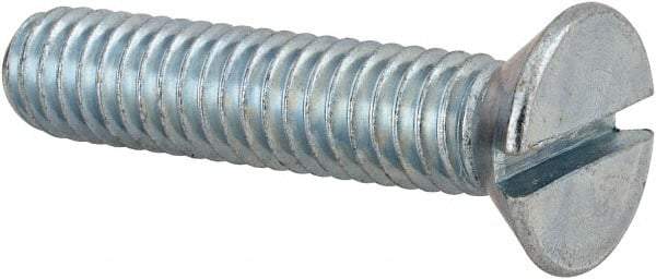 Value Collection - 5/16-18 UNC, 1-1/2" OAL Slotted Drive Machine Screw - Flat Head, Grade 2 Steel, Zinc-Plated Finish, Without Washer - Apex Tool & Supply