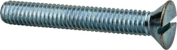 Value Collection - 5/16-18 UNC, 2-1/4" OAL Slotted Drive Machine Screw - Flat Head, Grade 2 Steel, Zinc-Plated Finish, Without Washer - Apex Tool & Supply