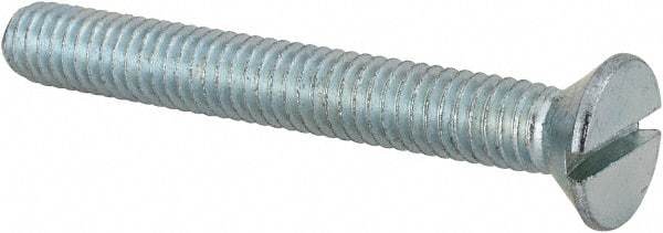 Value Collection - 5/16-18 UNC, 2-1/2" OAL Slotted Drive Machine Screw - Flat Head, Grade 2 Steel, Zinc-Plated Finish, Without Washer - Apex Tool & Supply