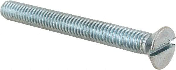 Value Collection - 5/16-18 UNC, 3" OAL Slotted Drive Machine Screw - Flat Head, Grade 2 Steel, Zinc-Plated Finish, Without Washer - Apex Tool & Supply