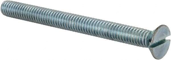 Value Collection - 5/16-18 UNC, 3-1/2" OAL Slotted Drive Machine Screw - Flat Head, Grade 2 Steel, Zinc-Plated Finish, Without Washer - Apex Tool & Supply