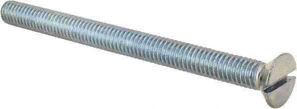 Value Collection - 5/16-18 UNC, 4" OAL Slotted Drive Machine Screw - Flat Head, Grade 2 Steel, Zinc-Plated Finish, Without Washer - Apex Tool & Supply