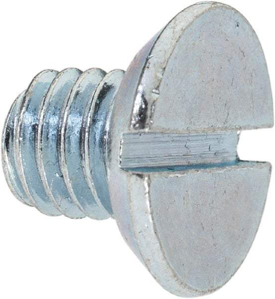 Value Collection - 3/8-16 UNC, 1/2" OAL Slotted Drive Machine Screw - Flat Head, Grade 2 Steel, Zinc-Plated Finish, Without Washer - Apex Tool & Supply