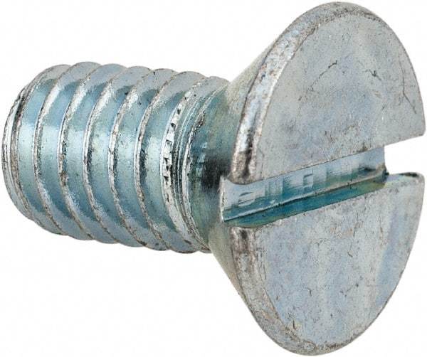 Value Collection - 3/8-16 UNC, 3/4" OAL Slotted Drive Machine Screw - Flat Head, Grade 2 Steel, Zinc-Plated Finish, Without Washer - Apex Tool & Supply