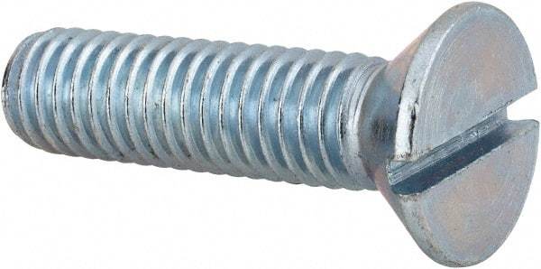 Value Collection - 3/8-16 UNC, 1-1/2" OAL Slotted Drive Machine Screw - Flat Head, Grade 2 Steel, Zinc-Plated Finish, Without Washer - Apex Tool & Supply