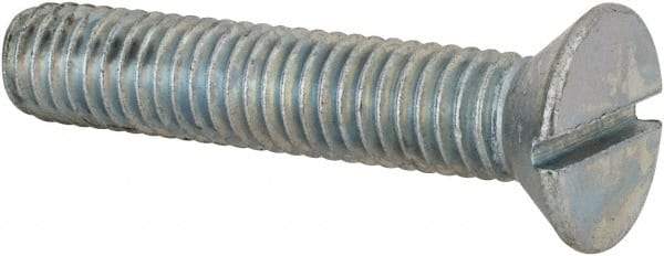 Value Collection - 3/8-16 UNC, 2" OAL Slotted Drive Machine Screw - Flat Head, Grade 2 Steel, Zinc-Plated Finish, Without Washer - Apex Tool & Supply