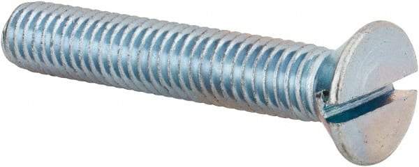 Value Collection - 3/8-16 UNC, 2-1/4" OAL Slotted Drive Machine Screw - Flat Head, Grade 2 Steel, Zinc-Plated Finish, Without Washer - Apex Tool & Supply