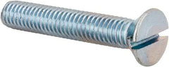 Value Collection - 3/8-16 UNC, 2-1/4" OAL Slotted Drive Machine Screw - Flat Head, Grade 2 Steel, Zinc-Plated Finish, Without Washer - Apex Tool & Supply