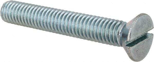 Value Collection - 3/8-16 UNC, 2-1/2" OAL Slotted Drive Machine Screw - Flat Head, Grade 2 Steel, Zinc-Plated Finish, Without Washer - Apex Tool & Supply