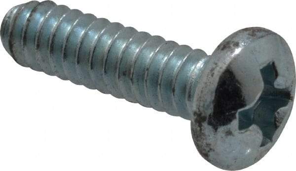 Value Collection - #6-32 UNC, 1/2" Length Under Head Phillips Drive Machine Screw - Pan Head, Grade 2 Steel, Zinc-Plated Finish, Without Washer - Apex Tool & Supply