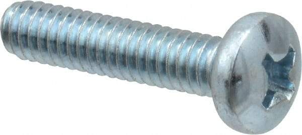 Value Collection - #8-32 UNC, 3/4" Length Under Head Phillips Drive Machine Screw - Pan Head, Grade 2 Steel, Zinc-Plated Finish, Without Washer - Apex Tool & Supply