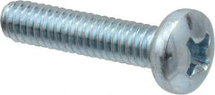 Value Collection - #8-32 UNC, 3/4" Length Under Head Phillips Drive Machine Screw - Pan Head, Grade 2 Steel, Zinc-Plated Finish, Without Washer - Apex Tool & Supply