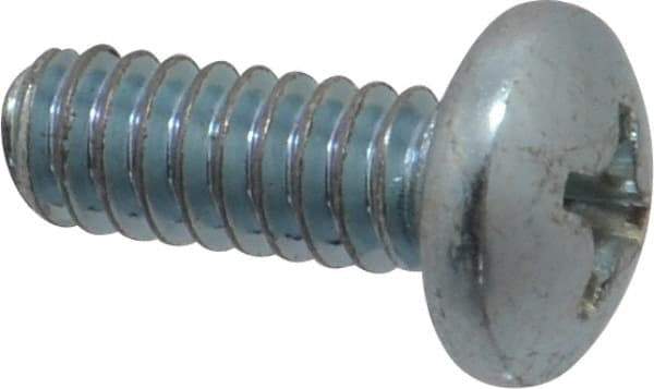 Value Collection - #10-24 UNC, 1/2" Length Under Head Phillips Drive Machine Screw - Pan Head, Grade 2 Steel, Zinc-Plated Finish, Without Washer - Apex Tool & Supply
