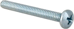 Value Collection - #10-24 UNC, 1-3/4" Length Under Head Phillips Drive Machine Screw - Pan Head, Grade 2 Steel, Zinc-Plated Finish, Without Washer - Apex Tool & Supply