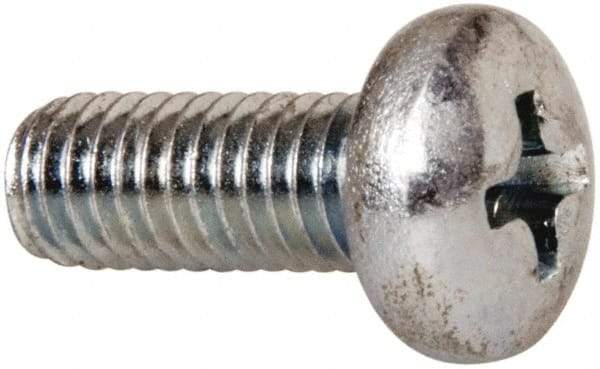 Value Collection - #10-32 UNF, 1/2" Length Under Head Phillips Drive Machine Screw - Pan Head, Grade 2 Steel, Zinc-Plated Finish, Without Washer - Apex Tool & Supply