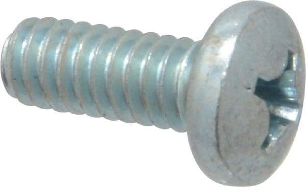 Value Collection - 1/4-20 UNC, 5/8" Length Under Head Phillips Drive Machine Screw - Pan Head, Grade 2 Steel, Zinc-Plated Finish, Without Washer - Apex Tool & Supply