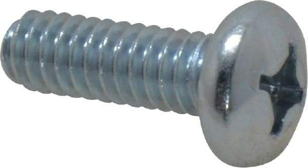 Value Collection - 1/4-20 UNC, 3/4" Length Under Head Phillips Drive Machine Screw - Pan Head, Grade 2 Steel, Zinc-Plated Finish, Without Washer - Apex Tool & Supply